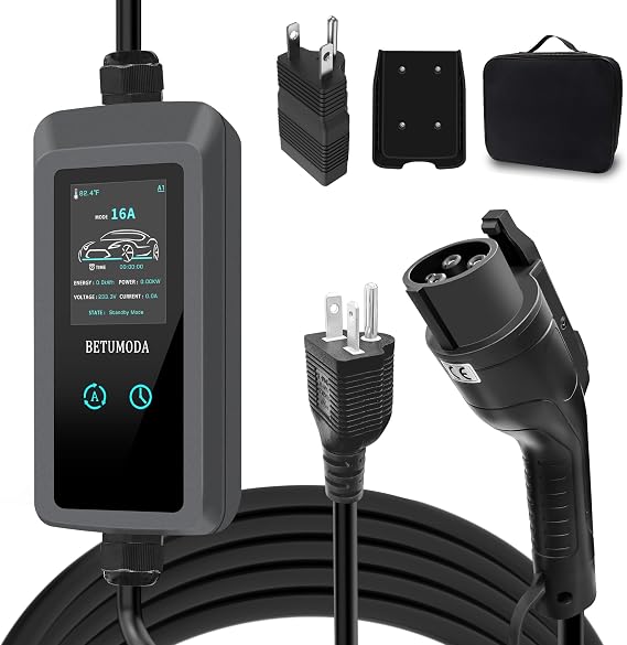 Level 1 EV Charger, 25ft, 16A, NEMA5-15/6-20P for All J1772 EV.