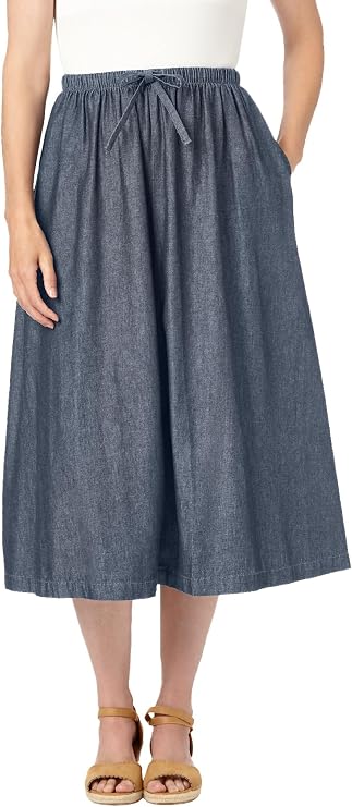 Woman Within Drawstring Denim Skirt