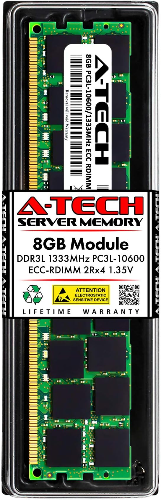 A-Tech 8GB RAM Replacement for Samsung M393B1K70QB0-YH9Q8 | DDR3/DDR3L 1333MHz PC3L-10600R 2Rx4 1.35V ECC RDIMM Registered 240-Pin DIMM Memory Module