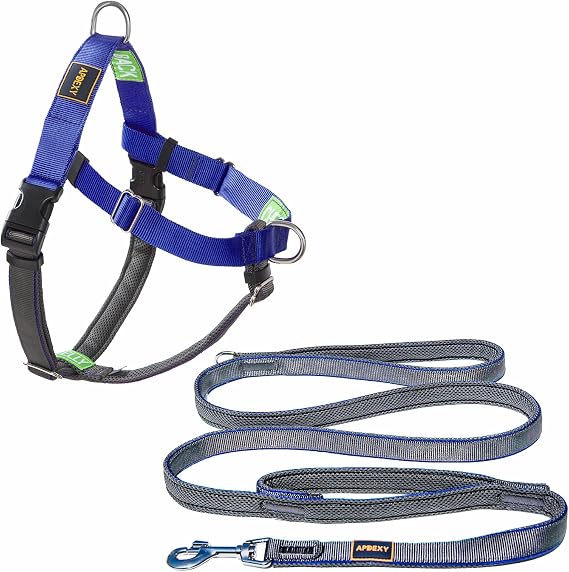 APDEX Easy Walk Freedom No Pull Dog Harness (X-Large) + Heavy Duty Two Handle Dog Leash 1'-6ft Set