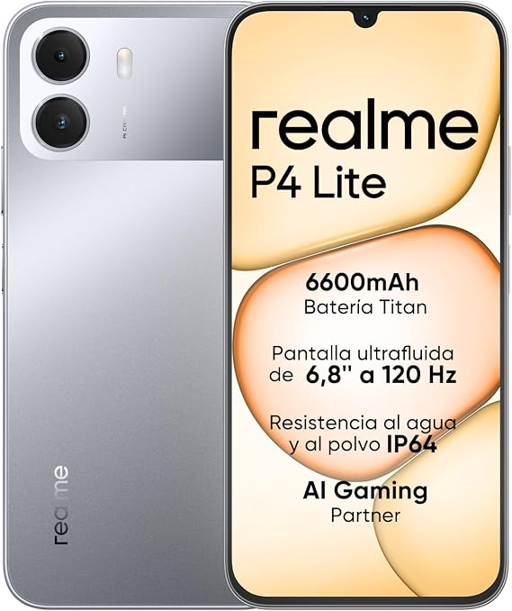 P4 Lite 4G Smartphone, 4GB+256GB, HD LCD Screen 120Hz 6.8", Titan Battery 6600mAh, Charging 15W, Reverse Charge 6W, IP64 Anti-Dust and Waterproof, Next AI System, Titan Grey (No Charger)