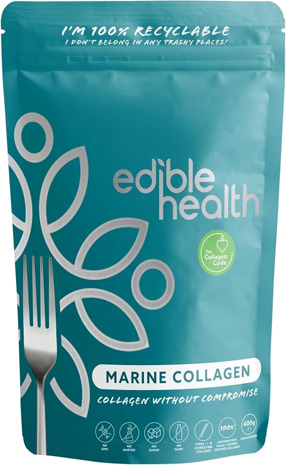 Edible Health Marine Collagen Protein, Hydrolysed Peptides, 400g, Carb-Free