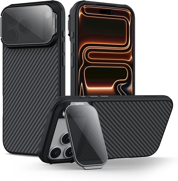 Nillkin for iPhone 17 Pro Max Magnetic Case,Carbon Fiber,Kickstand & Camera Cover Compatible with MagsafeMilitary Grade Drop Tested 6.9 inch Gray