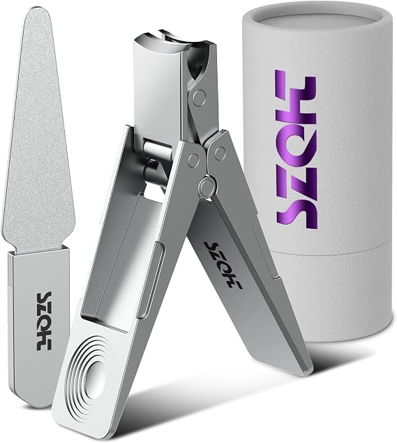 Toenail Clippers, SZQHT Foldable Nail Clippers for Thick Nails, Men, Women & Seniors Heavy-Duty Stainless Steel German Design with Nail File,Toe Nail Clippers
