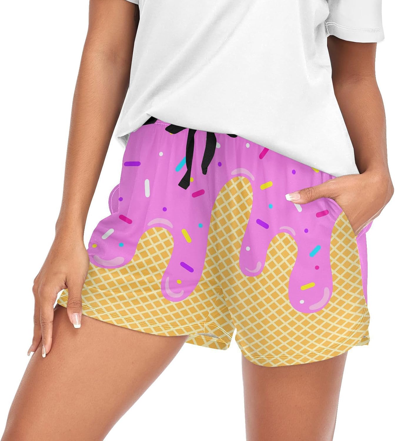 Pajama Shorts for Women Pjs Bottoms Elastic Waist Sleep Shorts for Sleep Gym Running