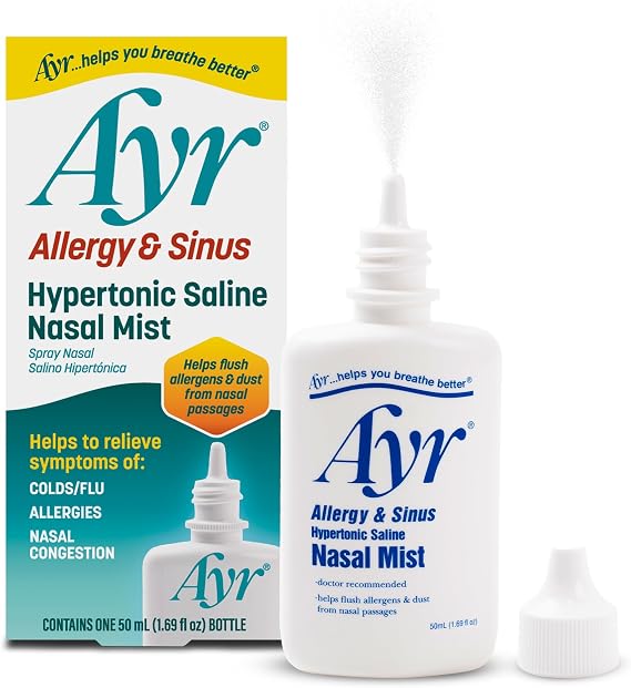 AYR Allergy & Sinus Hypertonic Saline Nasal Mist, White, 1.69 Fl Oz