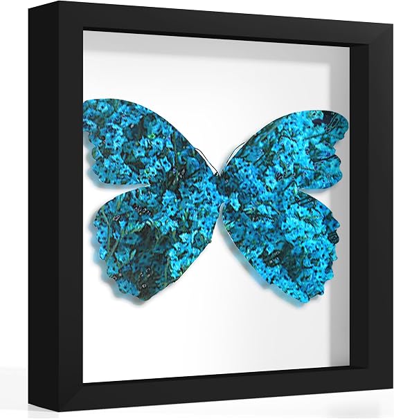 10x10 Black Wooden Shadow Box Frame, 1.2" Deep, Tempered Glass | Black Backboard, Tabletop & Vertical/Horizontal Wall Display, Memorabilia Display, Wedding/Baby Keepsakes & Crafts
