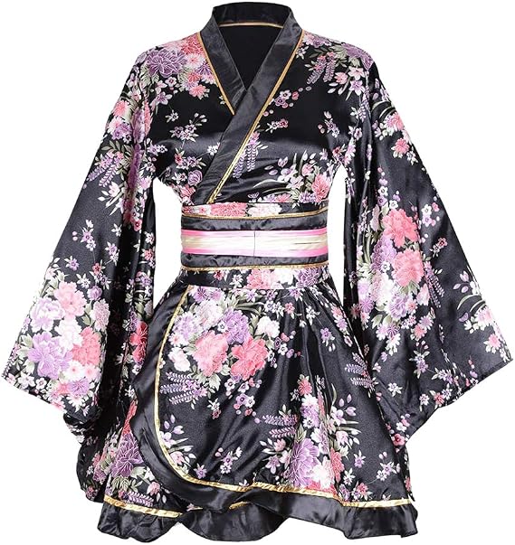 Kimono Dress, Oiran, Cosplay, Yukata, Japanese Style, Women's, Cherry Blossom, Japanese Style, Yukata Costume, Cosplay Costume, With Obi, Sexy Nightdress, Solid Color, For Women, Washable,
