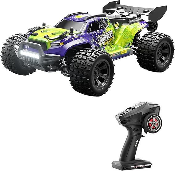 Remote Control Car, 1:18 Scale 28 KM/H High Speed RC Cars, 4WD All Terrains Off Road RC Truck, 2.4GHz Electric Vehicle Car with LED Lights (Green)
