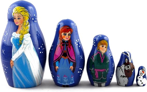 Matryoshka Matrioska Babuska Russian Nesting Wooden Doll Frozen Elsa Anna Elza Olaf Matryoshika Babushka 5 Pcs Stacking Hand Painting Nested Matriosjka Matrioska Matreshka Matrjoska Matroeska