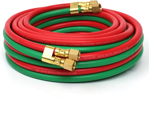 DYNAMIC POWER 1/4" x 25 Feet Twin Welding Oxygen Acetylene Hose Meets RMA/CGA Standards for Grade R, Type D (25')