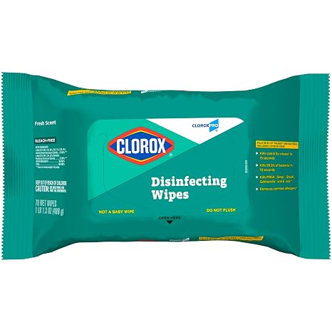 CLOROX CloroxPro Disinfecting Wipes, Bleach-Free, Fresh Scent, 70 Count (Package May Vary) Pack of 1
