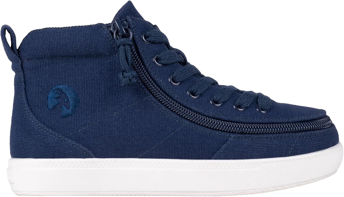 Billy Adaptive Footwear for Kids, High Top Wrap-Around Zipper Closure for Kids with Special Needs and Mobility Issues, Canvas, Navy, MDR