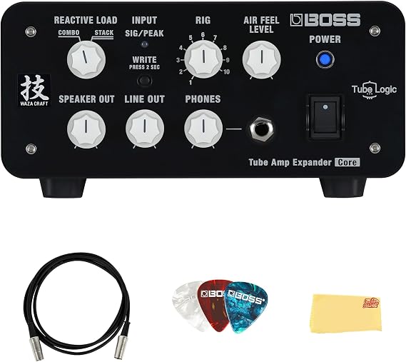 Boss Waza Tube Amp Expander Core Bundle with MIDI Cable, Picks, and Austin Bazaar Polishing Cloth
