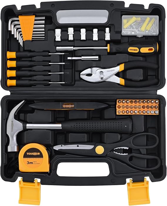 Tool Kit Set 134pc - Household Ideal for Car DIY Enthusiasts Hand Tools Set with Hammer, Hex Keys, Screwdrivers, Sockets, Measuring Tape, Complete Maintenance Set