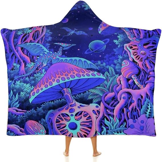 Wearable Blanket Hoodie Mushroom, Multi-size Hooded Blanket, Gift for Mom Women Wife Girlfriend Men Adults Teens, Warm Cozy Wearable Blanket with Hood-C4-L