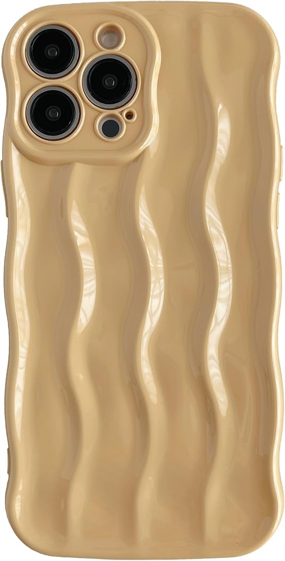 Caseative for iPhone 13 Pro Max Case, Khaki | Water Ripple Pattern Curly Wave Frame Soft