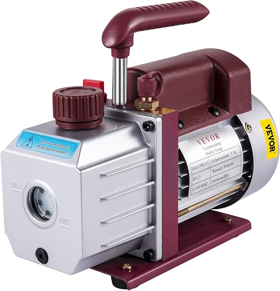 Bestauto Vacuum Pump 4.5CFM Vacuum Pump HVAC Single-Stage Rotary Vane Vacuum Pump 1/3HP 5PA Ultimate Air Conditioning Refrigerant Vacuum Pump