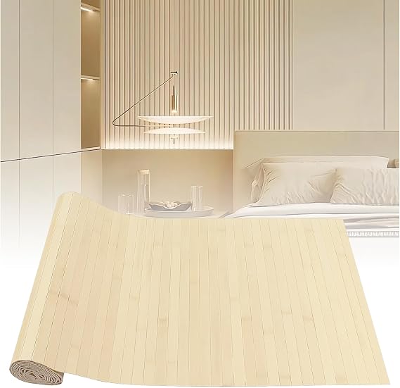 Bamboo Wall Panels 244 x 30 cm Natural Bamboo Wall Cladding Interior Wall Decoration for Living Room Kitchen & Office Bamboo Look Waterproof Wall Panels for Wall Ceiling Furniture Cabinet
