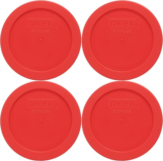 Pyrex 7201-PC (4-Cup) Red Food Storage Lids (4-Pack) - Made in USA
