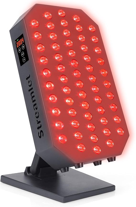 Red Light Therapy for Face, Body, 60 Dual Chip Clinical Grade LED with Timer and Stand, 660nm 850nm Near Infrared Light Therapy Lamp for Skin Health, Pain, Recovery, Improve Sleep