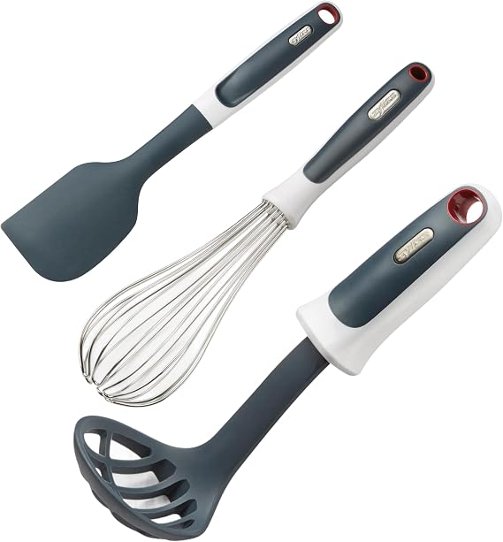 Zyliss Mini Masher & Scoop, Mini Whisk & Does It All Spatula | Mini Food Masher, Small Whisk and Silicone Spatula Set, Dishwasher-Safe, 3-Piece