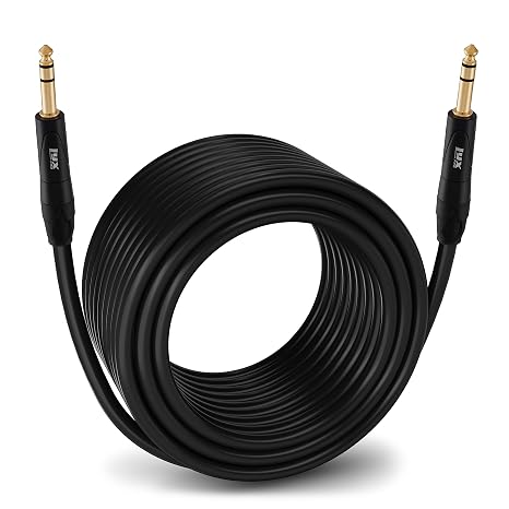 LyxPro 100 Feet 14 TRS to 14 TRS Balanced Audio Cable, Superior Signal Transfer, Crystal Clear High Frequency, Noiseless, Durable & Flexible Patch Cable, Professional Grade Heavy Duty Male to Male