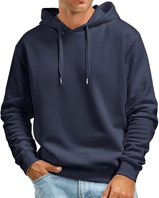 Men Hoodie Sweatshirt Casual Solid Color Hooded Sweater No Pockets Top Color Hoodie Men