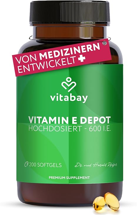 Vitabay Vitamin E 600 IU Depot - 200 Vegan Softgel Capsules
