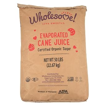 Wholesome Organic Cane Sugar, Non GMO & Gluten Free, 50 Pound (Pack of 1), (Packaging May Vary)