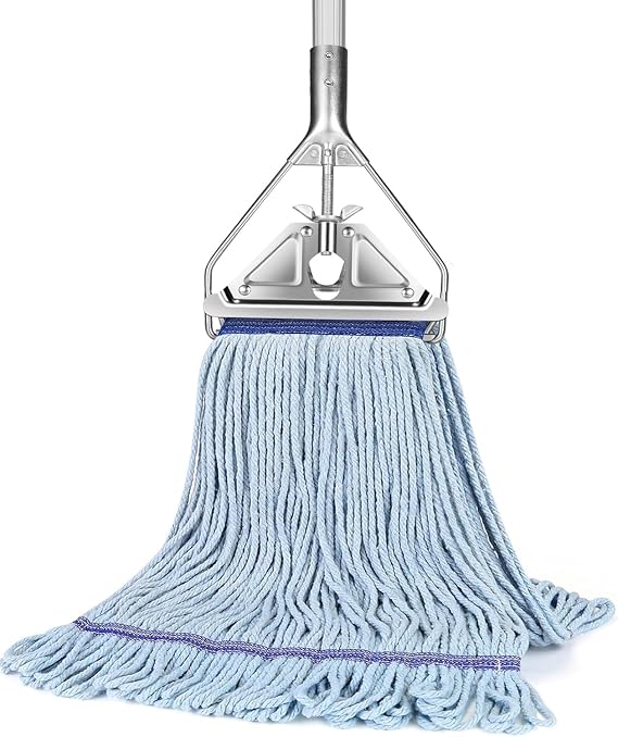 String Mop Heavy Duty for Floor Cleaning- Industrial Commercial Wet Mop with 59inch Mop Handle for Home,Garage,Office, Workshop, Warehouse Floor Cleaning
