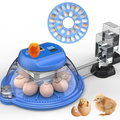 Incubators for Hatching Eggs, 8 Incubator for Eggs Automatic Turning, Water Bottle Refill, Egg Candler, Egg Incubator for Chicken Quail Duck Bird Eggs with 2 Egg Trays