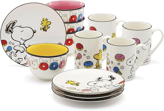Lenox Chef Snoopy Porcelain 12-Piece Dinnerware Set for 4
