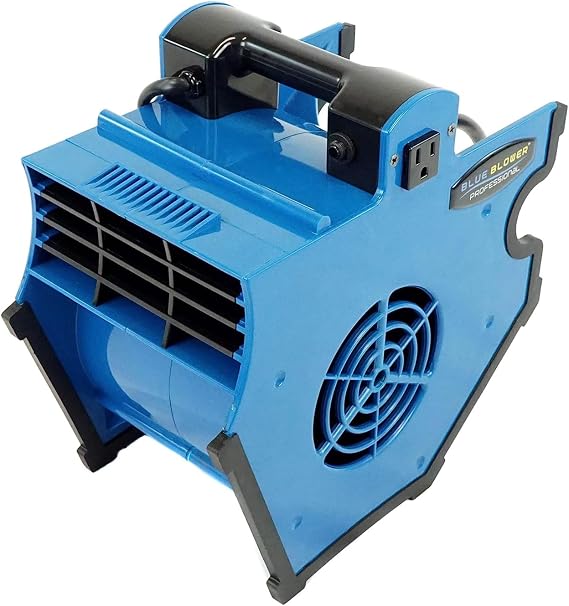 BLUE BLOWER 300 CFM 3 Speed with 2 built in outlets Adjustable Tilt Floor fan, Utility Blower, Floor Dryer for Cooling, Drying, Air Circulation, Water Restoration