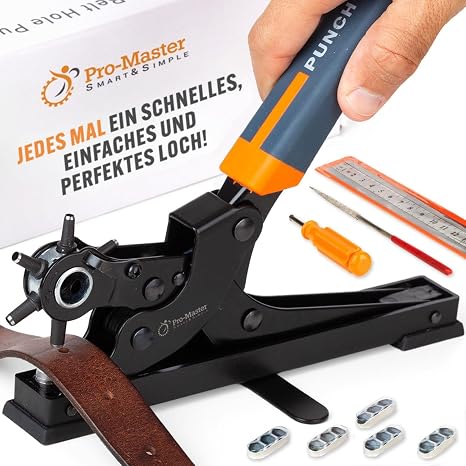 Desktop Leather Belt Hole Punch Tool - Easier to Use Tabletop Design for Watch Strap Handbag Strap Heavy Duty Carbon Steel Precision 6 Sizes Hole Punch for Fabric Crafts Easy DIY