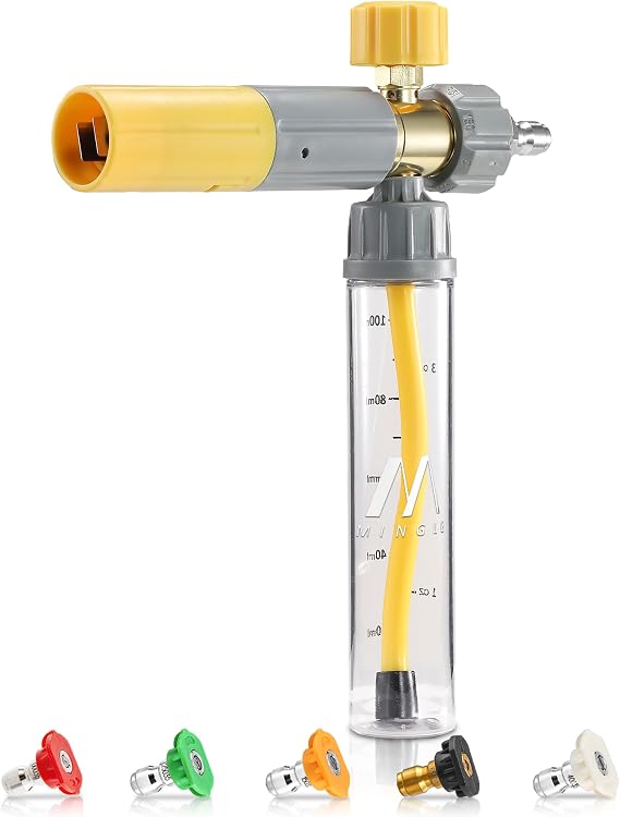 M MINGLE Mini Foam Cannon, Pressure Washer Foam Cannon with 5 Nozzle Tips