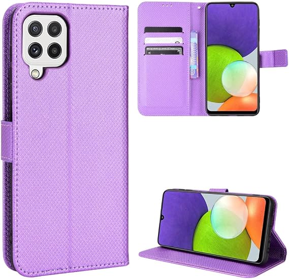 Case for Samsung Galaxy A22 4G Leather Case Cover,Case for Samsung SM-A225F/DSN Galaxy A22 4G / SM-A225M/DSN/SM-E225F/DS Galaxy F22 4G / Galaxy M22 4G Case PU Leather flip Cover Purple