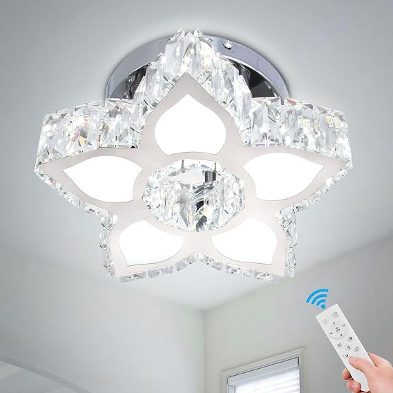Flower Crystal Ceiling Light Flush Mount Dimmable
