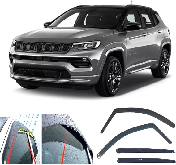 4x Wind Deflectors for Jeep COMPASS 2016 2017 2018 2019 2020 2021 2022 2023 2024 2025 2026 Weather Shields/Sun Visors/Rain Guards