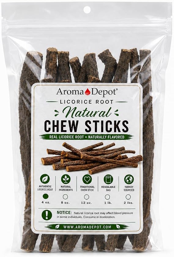 Aroma Depot Licorice Root Chew Sticks, Natural, 4 oz. 6.57 Inch