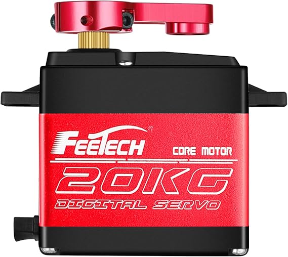FEETECH 20KG Servo Motor 7.4V High Voltage Waterproof High Torque RC Servo Full Metal Gear Digital Servo, Aluminum Case, Control Angle 180 for 1/8 1/10 RC Cars, TRAXXS x4, Baja, RC4WD, GTR and More
