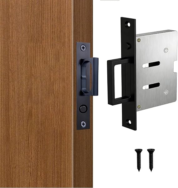 Dontay Pocket Door Handles with Pull,304 Stainless Steel Non Locking Sliding Doors Hardware,Recessed Flush Finger Pulls & Pop Out Ring Handles(Pull,Matte Black(1 Set))