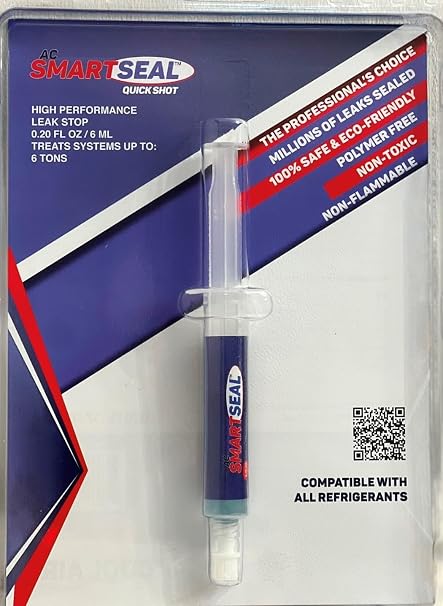 AC SmartSeal QuickShot w/o UV Dye (322-WO) | 6ml Injection Cartridge | Leak Sealer w/Cooling Enhancer | Polymer-Free, Eco-Friendly | Compatible with Smart Hose #333, 322BP & SmartSeal Automotive #510