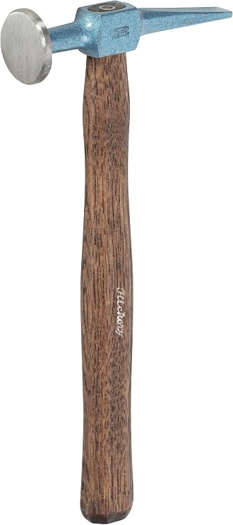 Picard Planishing Hammer Professional Car & Motorcycle Metalworking Tool, Alloyed Steel, Dual Curved Hickory Handle, Smooth Square & Round Faces (Smooth Face & Wide Cross-Peen)