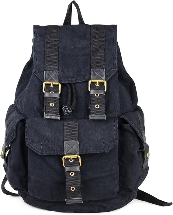 GOOTIUM 21101GRY-S Specially High Density Thick Canvas Backpack Rucksack, Black Small Size