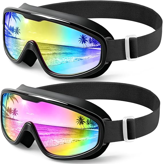 Swim Goggles 2 Pack, Wide View Anti Fog&UV Comfort Fabric Strap No Leaking Swimming Goggles for Adult Men Women Youth