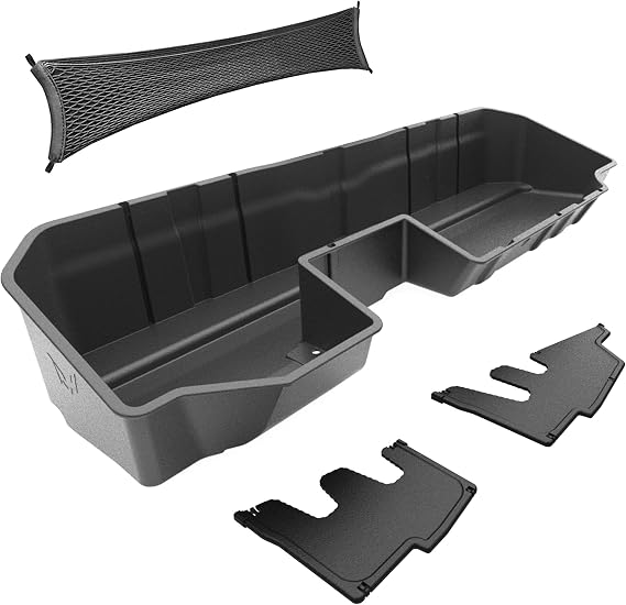 MaxMate Underseat Storage Box Compatible with 2019-2026 Chevy Silverado GMC Sierra 1500; 2020-2026 2500 3500HD Double & Crew Cab, Black Rear Under Seat Extra Cargo Store Organizer | CB5C2278MX