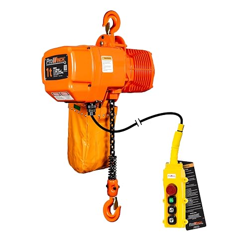 Prowinch 2200 Lbs 1 Ton Electric Chain Hoist 3 Phase 208V-240/440-480V -20 ft Lifting Height, H3 Duty Class, G100 Chain for Heavy-Duty Lifting, Warehouse & Industrial Use