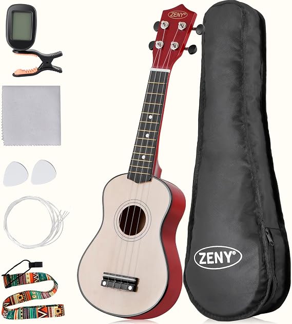 ZENY Soprano Ukulele for Beginners 21 Inch Ukelele Kit for Starter with Gig Bag, Strap, Nylon String, Tuner Pick