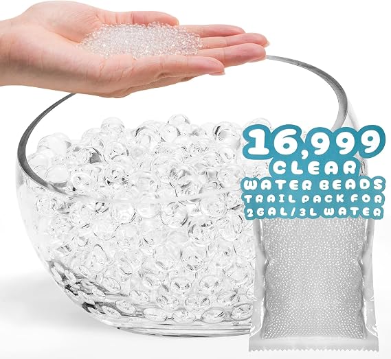 ANZON MORIES Clear Water Beads 3 Size Options (16999 Pcs Trial Pack), Gel Bead for Wedding Centerpiece Table Decoration, Vase Fillers, Floating Candles, Christmas Decor Jelly Fill Up to 2 Gal Water | M Size 0.36"-0.46", Crystal Clear, Reusable & Durable, Invisible Vase Filler, for Wedding, Home Decor, Floating Candle